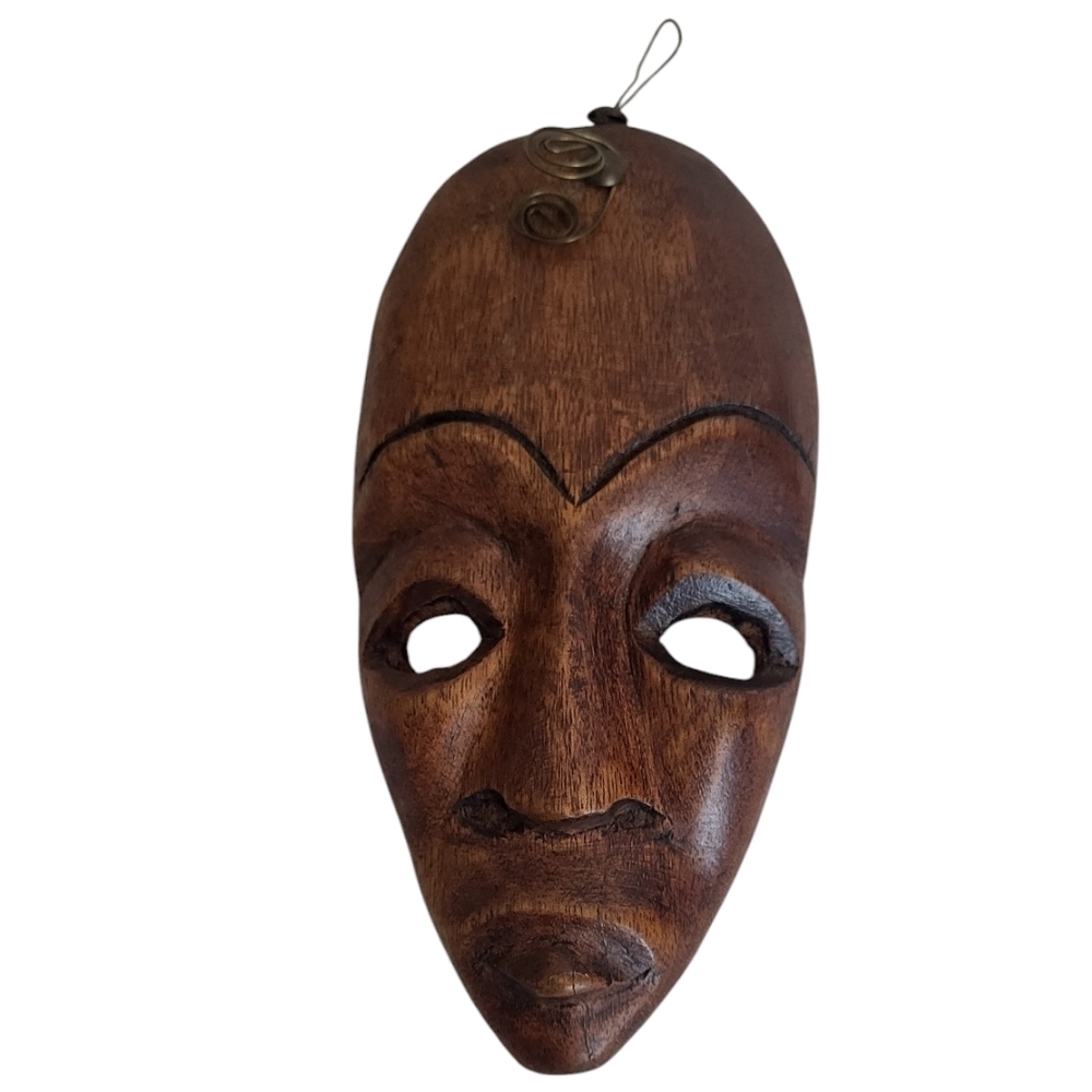 Hand Carved African tribal Wooden Mask Statue Sculpture antique